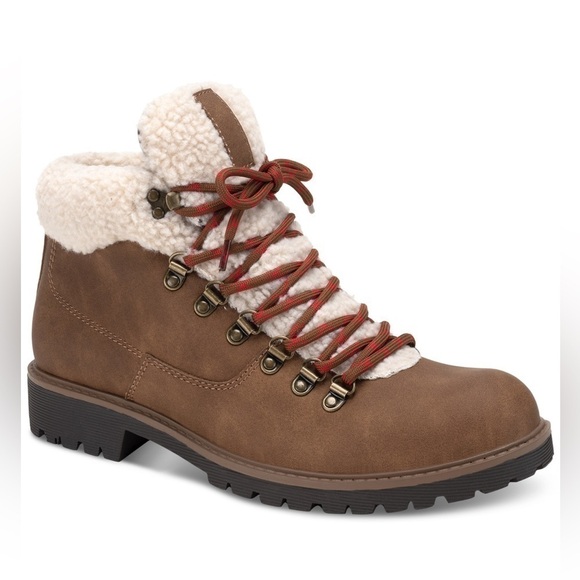 Sun + Stone Other - Sun + Stone Men's Glenn Faux-Leather Fleece-Trimmed Lace-up Boots tan size 9